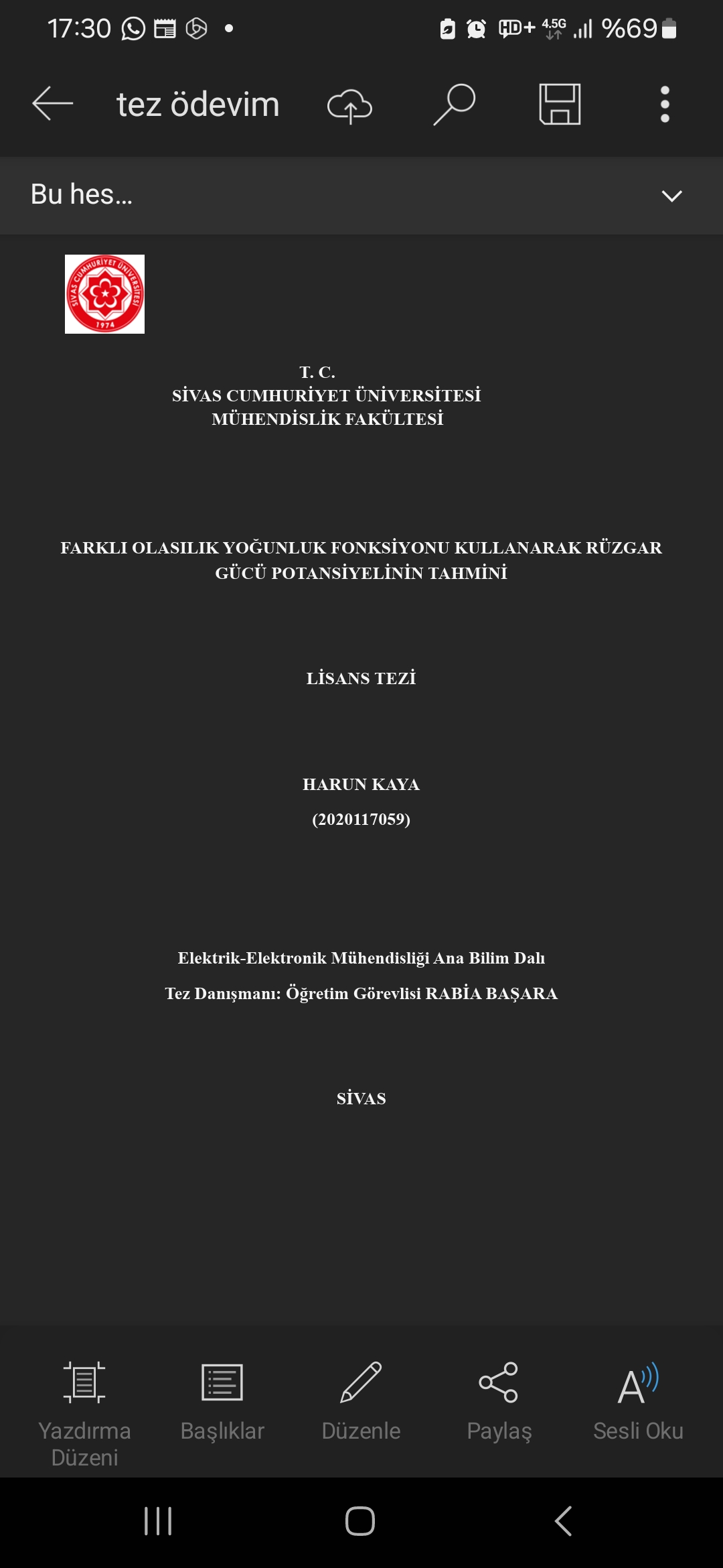 Farklı olasılık yoğunluk fonksiyonu kullanarak rüzgar gücü potansiyelinin tahmini